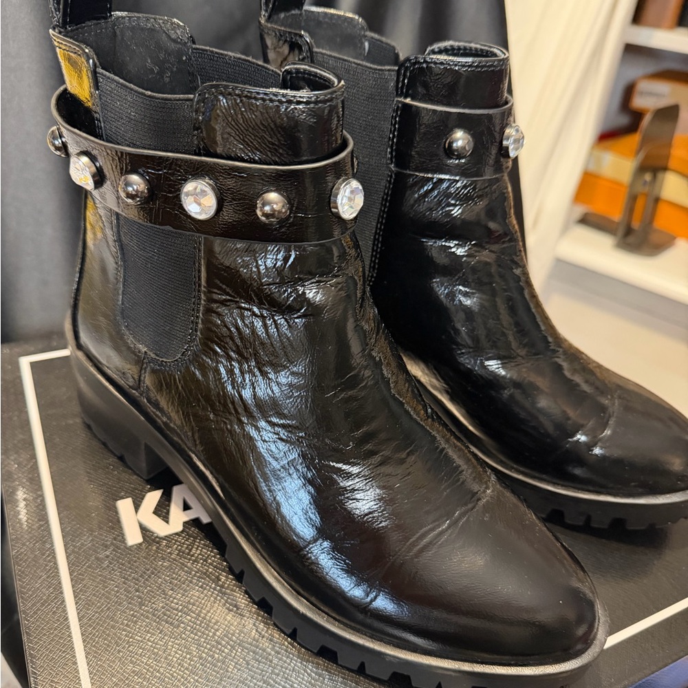 Karl Lagerfeld Black Studded Ankle Boots